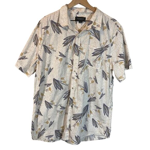 PacSun Men's White Floral Grey Short Sleeve Button Down Shirt Sz XL - Picture 1 of 7